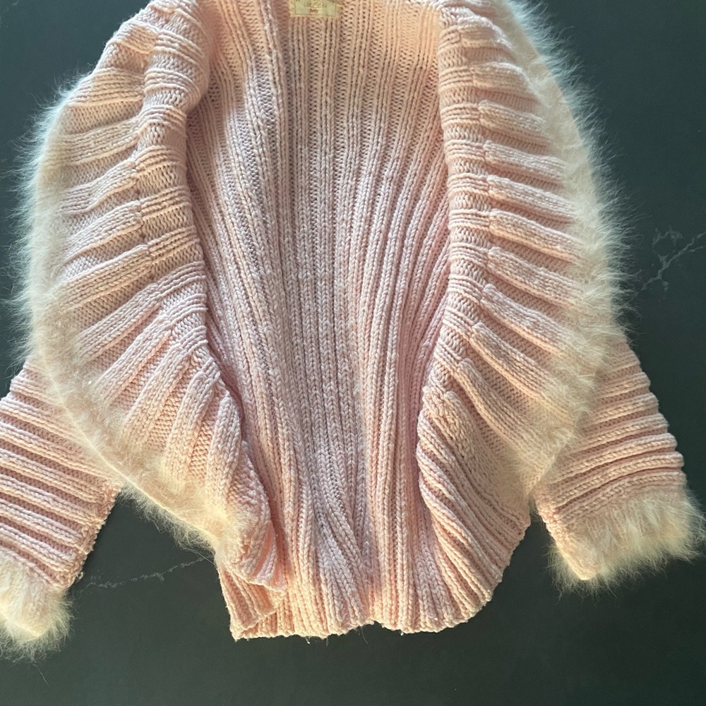 Elegant Pink Fuzzy Women's Cardigan
